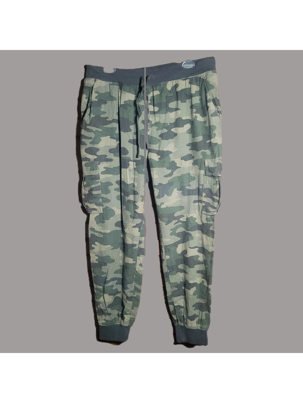 Lucky Brand Women's Camouflage Linen-Blend Cargo Jogger Pants - Size L